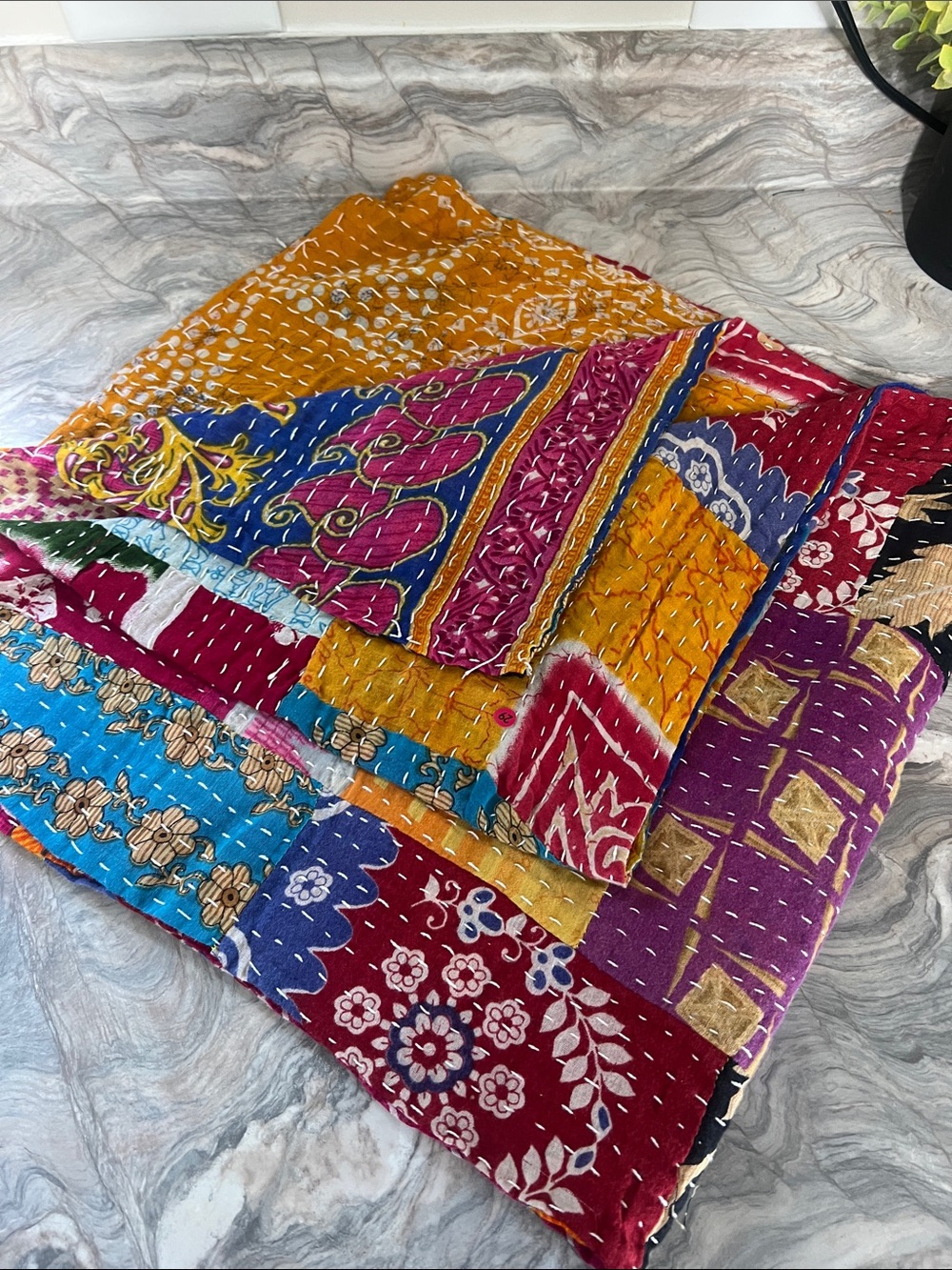 Handmade Colorful Patchwork Kantha scarf